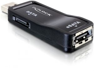 DeLOCK-sovitin USB 2.0 / eSATAp + SATA, USB, USB 2.0, 1x SATA, musta, 480 Mbit/s, langallinen