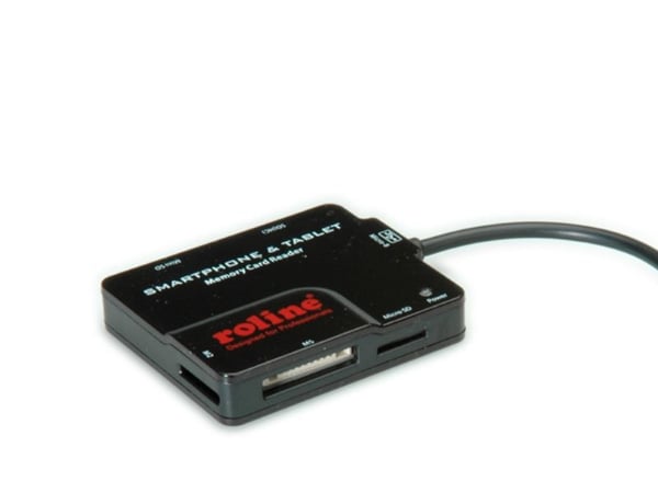 ROLINE USB 2.0 CardReader for Android Smartphone+Tablet black, 12 x 63 x 50 mm ROLINE USB 2.0 CardReader for Android Smartphone+Tablet black, 12 x 63 x 50 mm
