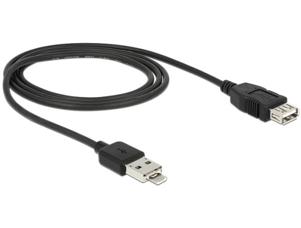 DeLOCK 83611, 1 m, USB A, USB A/Micro-USB B, USB 2.0, uros-/naarasliitin, musta