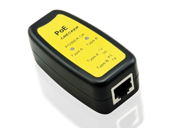 VALUE 13993009, PoE-tester, RJ-45, PoE testing, Sort, Gult, IEEE 802.3af