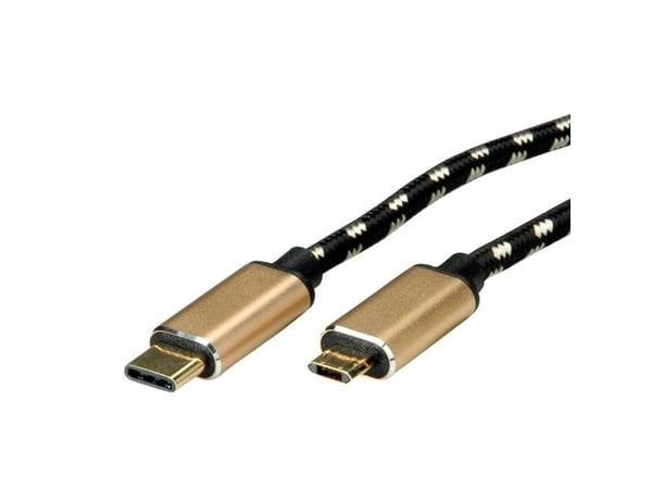 ROLINE 11028792, 4,5 m, Mini-USB B, USB C, USB 2.0, 0,48 Gbit/sek, musta, kultainen