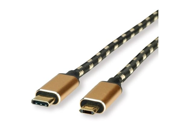 ROLINE 11028792, 4,5 m, Mini-USB B, USB C, USB 2.0, 0,48 Gbit/sek, musta, kultainen