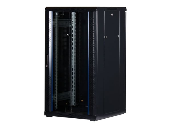 Rockstable RS19-6622, Fristående rack, 22U, 800 kg, Knapplås, Kuggskenor, Justerbara fötter
