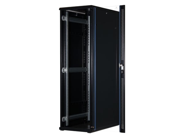 Rockstable RS19-6042, Frittstående hylle, 42U, 800 kg, Nøkkellås, Rack skinner, Justerbare bein