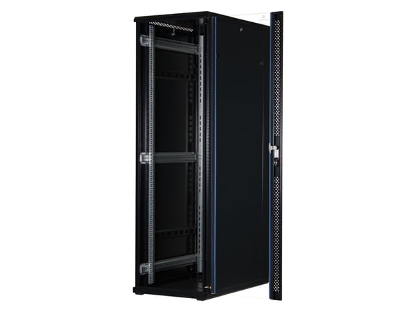 Rockstable RS19-6042, Frittstående hylle, 42U, 800 kg, Nøkkellås, Rack skinner, Justerbare bein