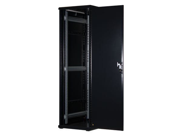 Rockstable RS19-6042, Frittstående hylle, 42U, 800 kg, Nøkkellås, Rack skinner, Justerbare bein