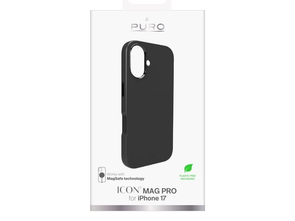 Pure Icon Mag Pro Liquid Silicone Case for iPhone 17 kompatibel med MagSafe, med kamerabeskyttelse og knapper i aluminium - sort
