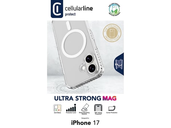 Cellularline TETRAMAG2IPH17T, Suojus, Apple, iPhone 17, 16 cm (6.3"), Läpinäkyvä
