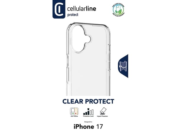 Cellularline CLEARDUOIPH17T, Suojus, Apple, iPhone 17, 16 cm (6.3"), Läpinäkyvä