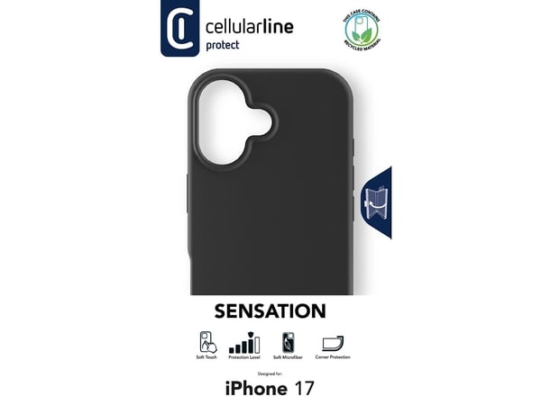 Cellularline SENSATIONIPH17K, Etui, Apple, iPhone 17, 16 cm (6.3"), Svart