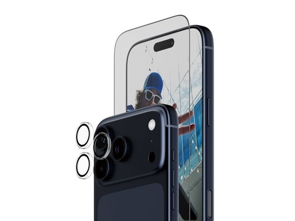 PanzerGlass - 2-in-1 Essentials Bundle - skjerm- / linsebeskytterkit for mobiltelefon - glass - rammefarge svart - for Apple iPhone 17 Pro Max