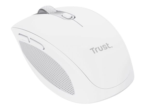 Trust Ozaa - Mus - compact, multi-device - høyrehendt - optisk - 6 knapper - trådløs - 2.4 GHz, Bluetooth - USB trådløs mottaker - hvit