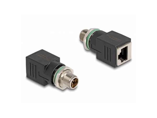 Delock - Nettverksadapter - 8-pins M12 (hann) til RJ-45 (hunn) - CAT 6a - svart