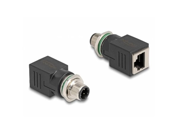 Delock - Nettverksadapter - 4-pins M12 (hann) til RJ-45 (hunn) rett - CAT 5e - IP67 - svart