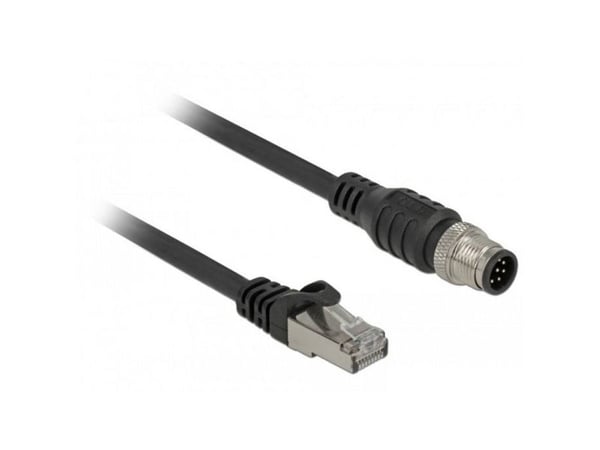 Delock - Koblingskabel - 8-pins M12 (hann) til RJ-45 (hann) - 1 m - SFTP - CAT 5e - svart