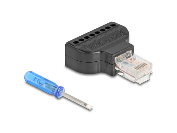 Delock RJ45-pistoke riviliittimeen ruuvimeisselillä Cat.5e