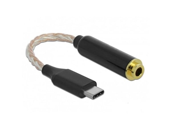 Delock - Audioadapter - 24 pin USB-C hann til balansert stereo 4,4 mm hunn - 12.5 cm