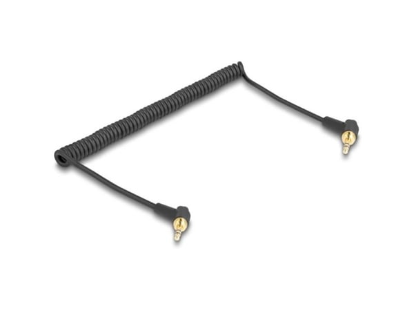 Delock kierretty kaapeli 3,5 mm 3-nastainen pistoke pistokkeesta pistokkeeseen kulmikas ruuvisovittimella 6,35 mm:iin 75 cm