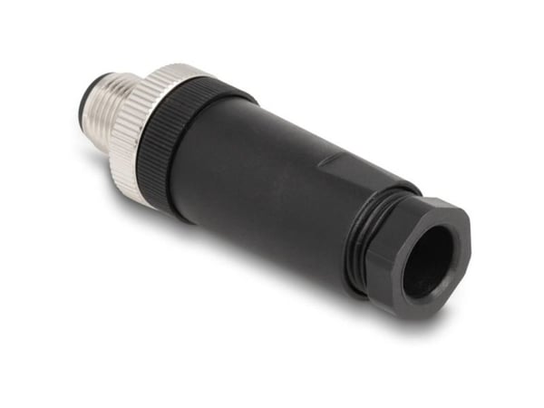 Delock - Strømkontakt - 3 pin M12-A (hann) til skrueterminal - 250 V - 4 A - A-kodet - svart