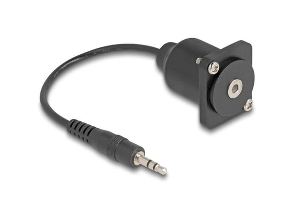 Delock D-type kabel 3,5 mm 3 pin jack plugg til stikkontakt svart 20 cm