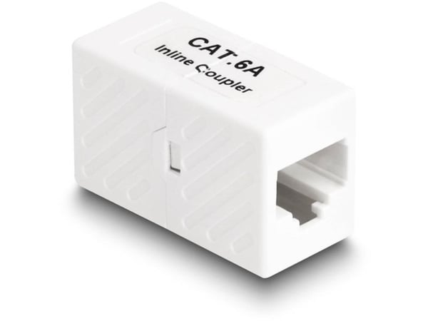 Delock sovitin RJ45 naaras RJ45 naaras Cat.6A UTP valkoinen