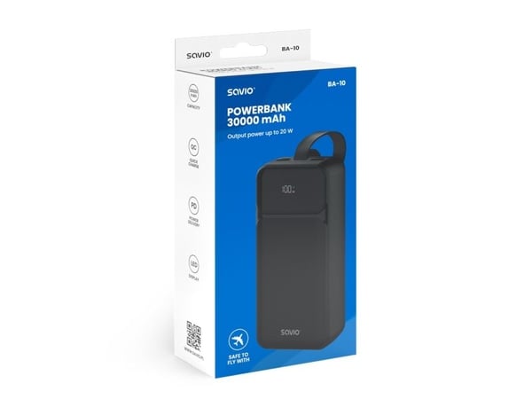 Savio BA-10, 10000 mAh, Svart