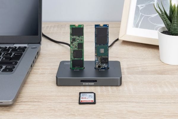DIGITUS - SSD-dokkestasjon - brønner: 2 - M.2 - M.2 NVMe Card / SATA - USB-C 3.2 (Gen 2)