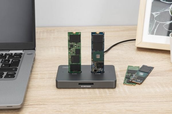 DIGITUS - SSD-dokkestasjon - brønner: 2 - M.2 - M.2 NVMe Card / SATA - USB-C 3.2 (Gen 2)