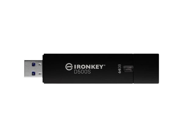 Kingston IronKey D500S - USB-flashstasjon - kryptert - FIPS 140-3 Level 3 - 64 GB - USB 3.2 Gen 1 - TAA-samsvar