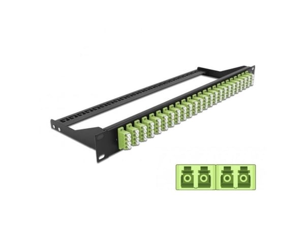 Delock - Koblingspanel - rackmonterbar - LC Quad MM x 24 - svart, limegrønn - 1U - 19"