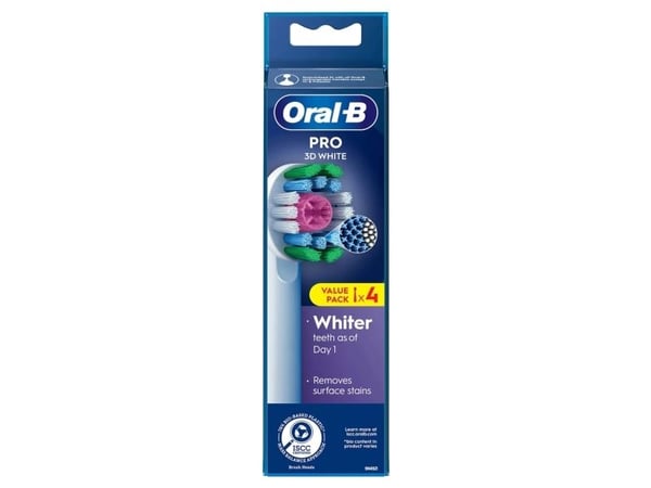 Oral-B 3D White , 4 stykker, Hvit, Oral-B, Boks