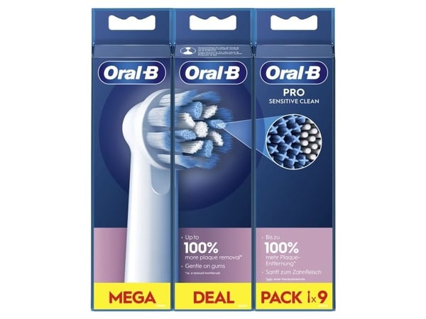 Oral-B Pro Sensitive Clean utbytesborstar, 9 st.