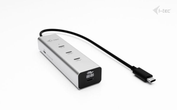i-Tec - Hub - metall, 8K video, 85W - 1 x USB-C 3.2 Gen 1 + 1 x USB-C 3.2 Gen 1 (strømforsyning) + 3 x USB-C 3.2 Gen 2 - stasjonær