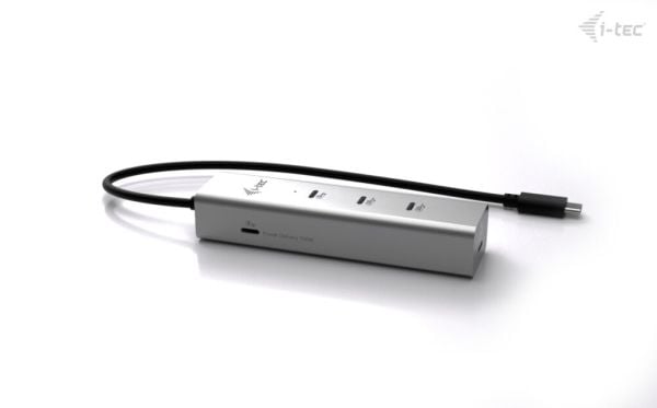 i-Tec - Hub - metall, 8K video, 85W - 1 x USB-C 3.2 Gen 1 + 1 x USB-C 3.2 Gen 1 (strømforsyning) + 3 x USB-C 3.2 Gen 2 - stasjonær