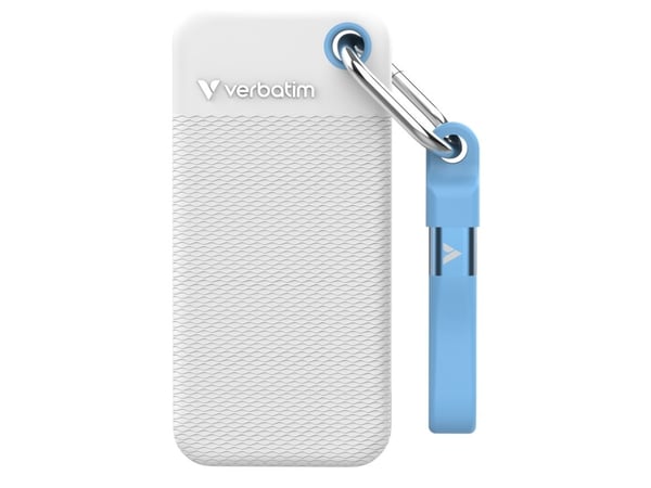 Verbatim Pocket - Color Edition - SSD - 1 TB - nøkkelring med kabelfestet - ekstern (bærbar) - M.2 - USB 3.2 Gen 2 (USB-C kontakt) - hvit