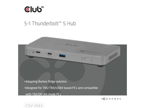 Club 3D - Dockningsstation - Thunderbolt 5 - 180 Watt