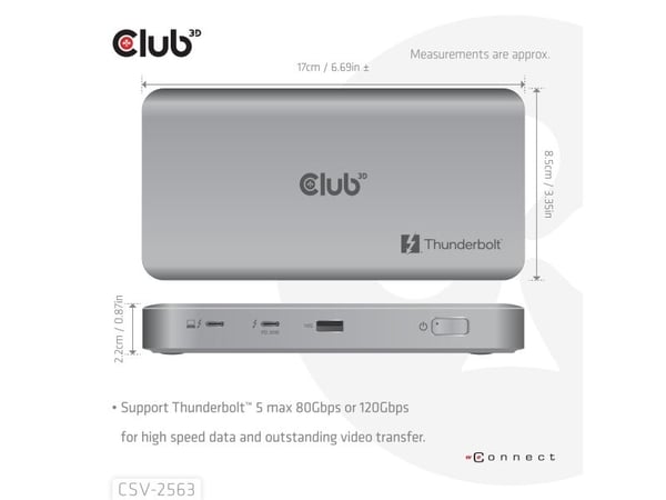 Club 3D - Dockningsstation - Thunderbolt 5 - 180 Watt