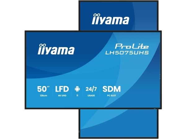 iiyama ProLite LH5075UHS-B2AG - 50" Diagonalklasse (49.5" synlig) LED-bakgrunnsbelyst LCD-skjerm - intelligent skilting - med innebygd mediespiller...