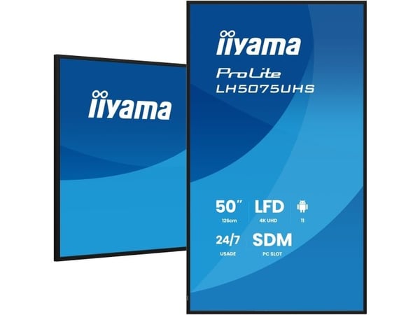iiyama ProLite LH5075UHS-B2AG - 50" Diagonalklasse (49.5" synlig) LED-bakgrunnsbelyst LCD-skjerm - intelligent skilting - med innebygd mediespiller...