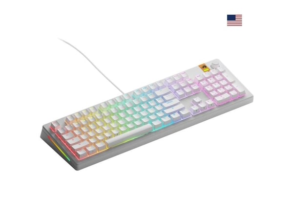 Glorious Gaming GMMK 3 HE 100% Prebuilt, Koblet med ledninger (ikke trådløs), USB, Mekanisk nøkkelbryter, QWERTY, RGB LED, Hvit