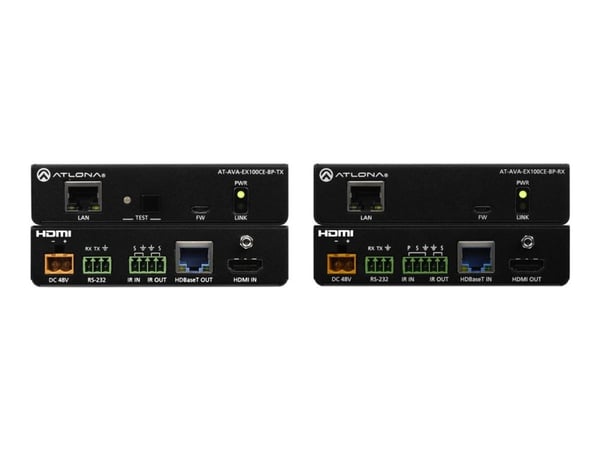 Atlona Avance AT-AVA-EX100CE-BP-KIT - Sender og mottaker - video/lyd/infrarød/seriell-utvider - RS-232, HDMI, HDBaseT, infrarød - opp til 100 m