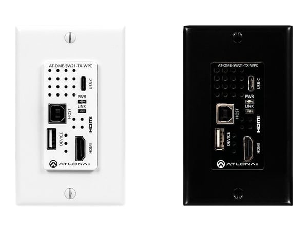 Atlona Wallplate HDBaseT Transmitter for HDMI and USB-C with USB Hub - Video/lyd-forlenger - sender - HDBaseT - opp til 100 m