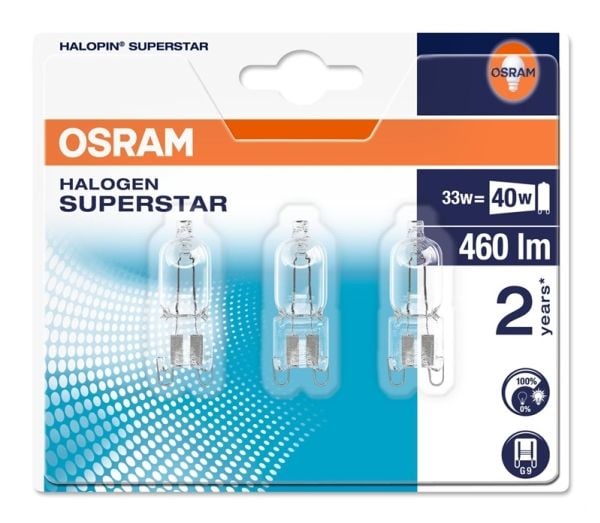 Osram Halogen Lamp G9 33W 230V 3 Pcs