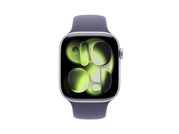 Apple Watch Series 11 GPS 46mm Silver Aluminium Case with Purple Fog Sport Band - S/M