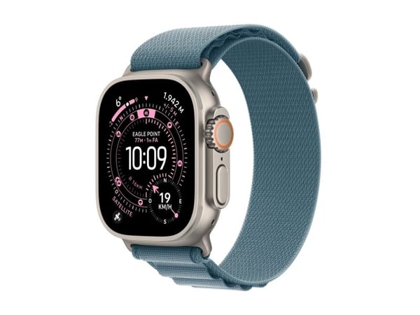 Apple Watch Ultra 3 GPS + Cellular 49mm Natural Titanium Case with Light Blue Alpine Loop - Medium