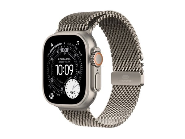 Apple Watch Ultra 3 GPS + Cellular 49mm Natural Titanium Case with Natural Titanium Milanese Loop - Small