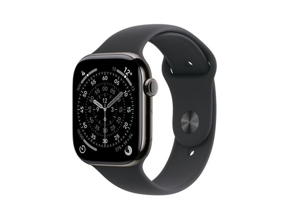Apple Watch Series 11 GPS + Cellular 42mm Slate Titanium Case with Black Sport Band - M/L