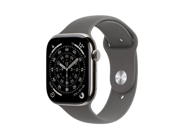 Apple Watch Series 11 GPS + Cellular 46mm Natural Titanium Case with Stone Grey Sport Band - S/M