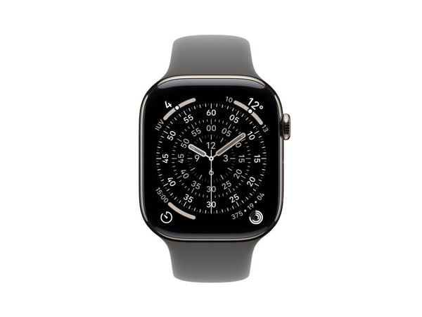 Apple Watch Series 11 GPS + Cellular 46mm Natural Titanium Case with Stone Grey Sport Band - S/M