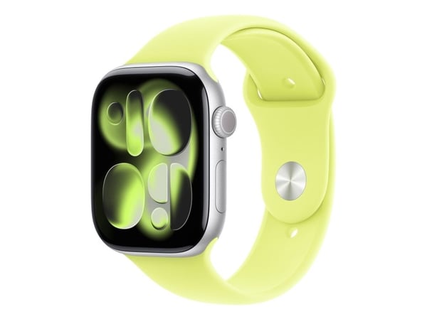 Apple - Bånd for smart armbåndsur - 46mm - S/M-størrelse - neongul - for Watch Hermès Series 9, SE 3, Series 10, Series 11, Series 8, Series 9, Ult...